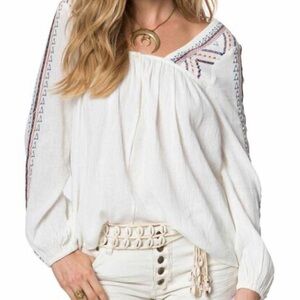 O'Neill Bohemian-Style Off-White Embroidered Blouse